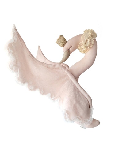 Lyserosa svane med blonder