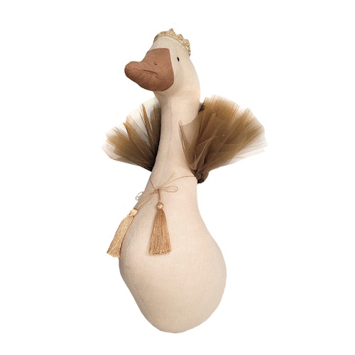 Veggdekorasjon beige gås med krone