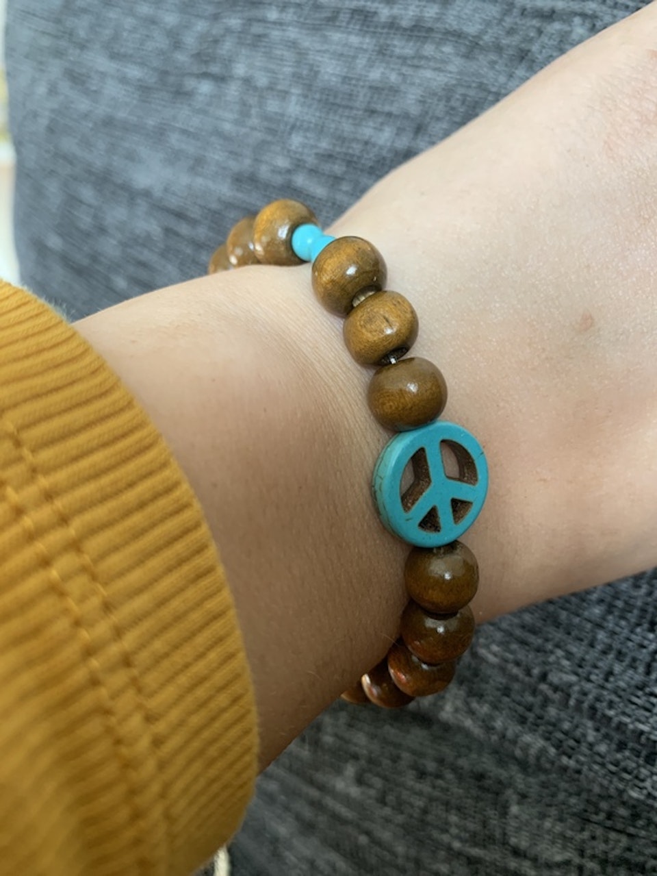 Peace turkos/trä