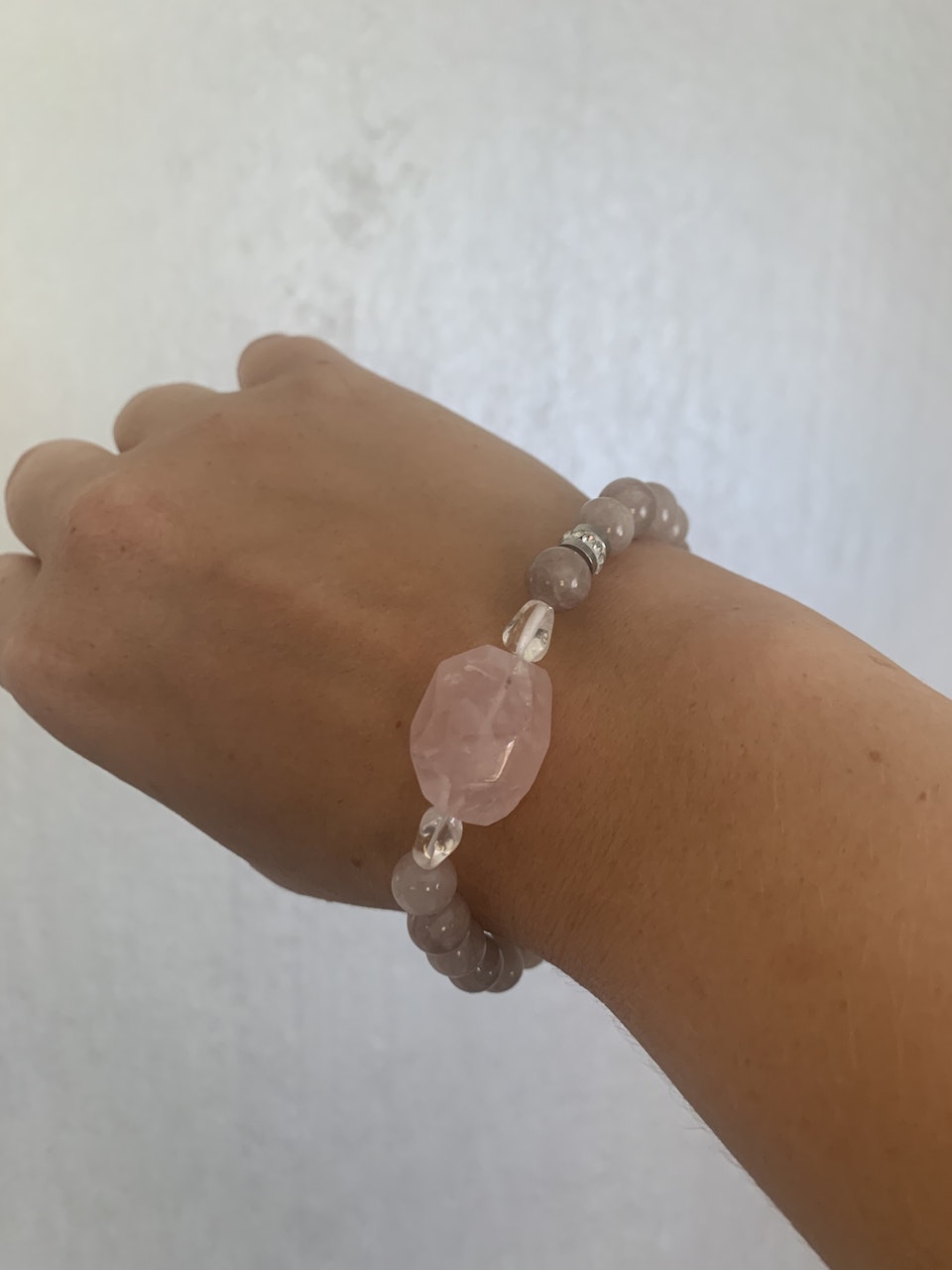 Armband: rosenkvarts/jade