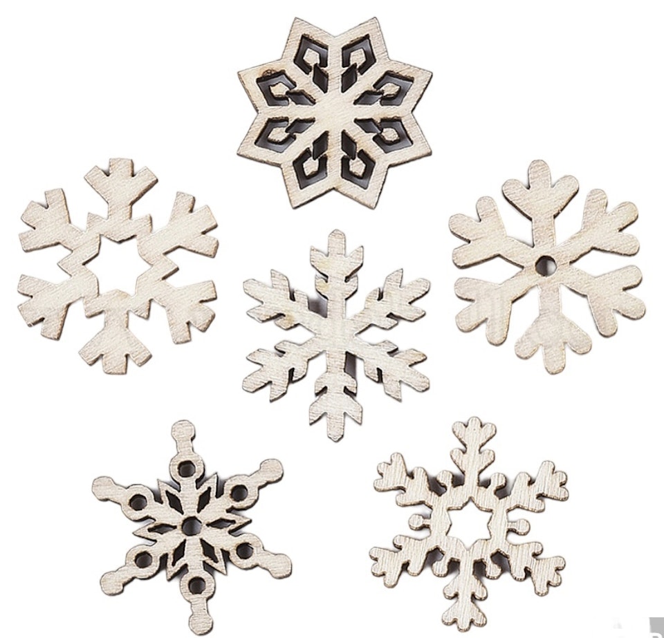 Dekoration: mini snöflingor trä
