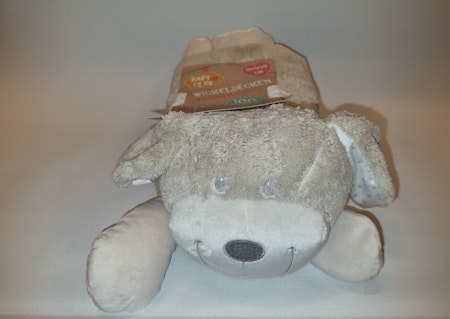 Babyfilt ljusbeige hund med huvud och fötter - UTAN broderi