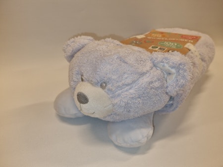 Baby filt ljusblå björn - MED namnbroderi i hörnet