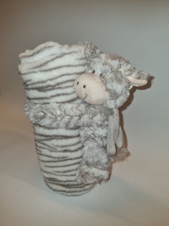 Babyfilt med gosedjurszebra - MED namnbroderi i hörnet