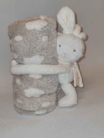 Babyfilt med gosedjurskanin, beige filt - UTAN broderi