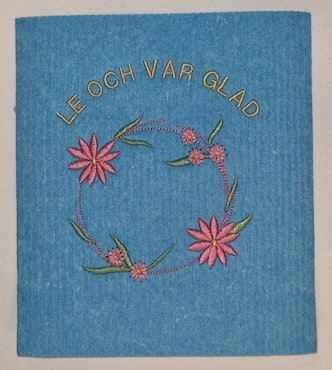 Disktrasa med broderi - Le och var glad