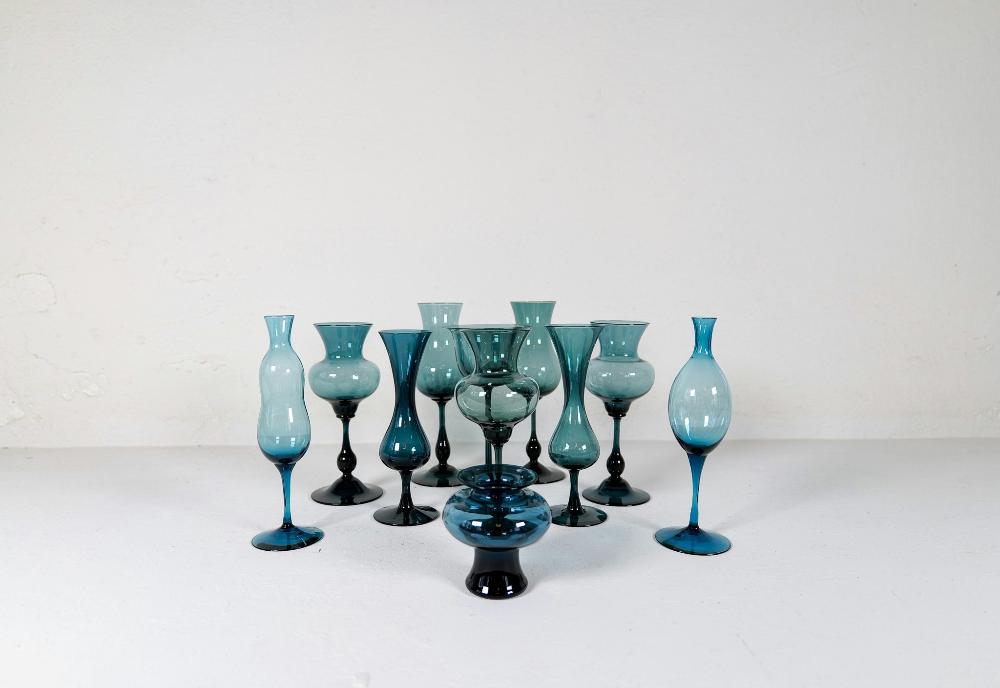 Mid-Century Modern Collection of Sculptural Gullaskruf Vases, Sweden, 1960s