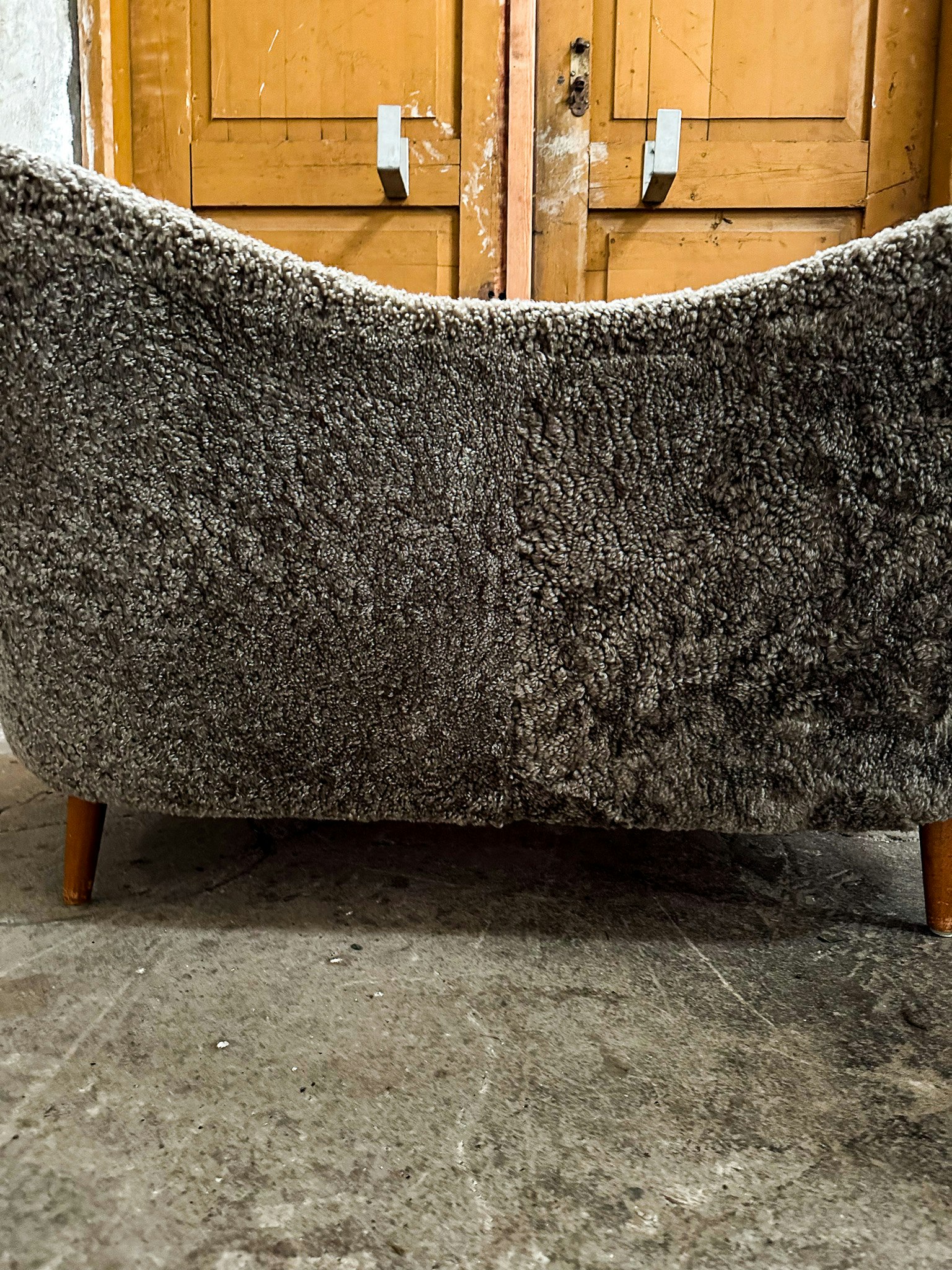 Midcentury Modern Sheepskin/Shearling Sofa Model 'Samspel" Carl Malmsten, 1956