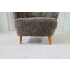 Art Deco Curved Sheepskin / Shearling "Sahara" Lounge Chair Sweden, 1940s
