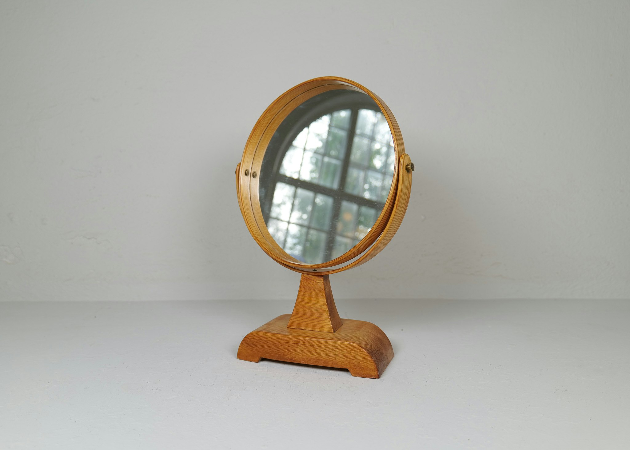 Mid-Century Modern Vanity Solid Pine Table Mirror, Sweden, 1970s