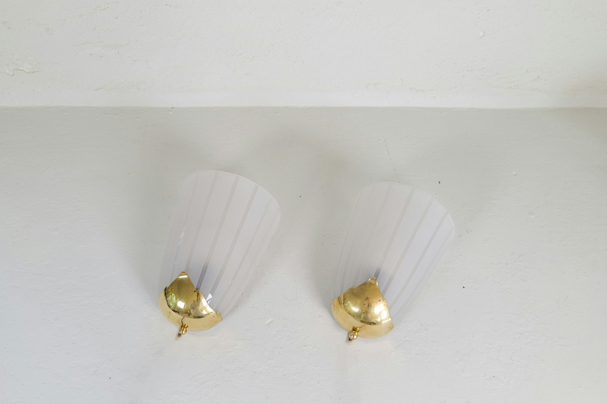 Art Deco Pair of Wall Lights Brass and Glass Sweden 1930s