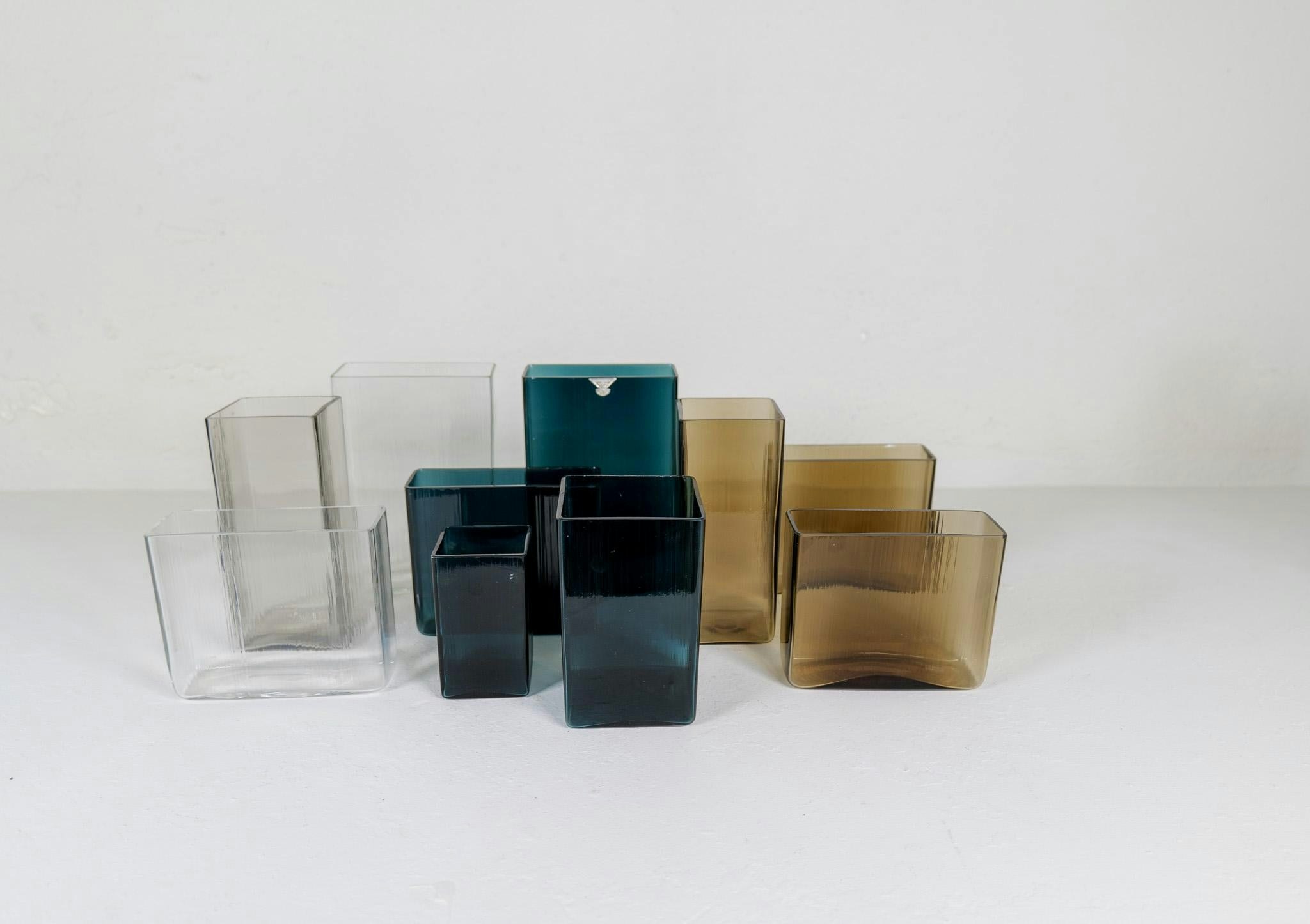 Midcentury Modern Collection of Ten "Ice" Gullaskruf Vases, Sweden, 1960s