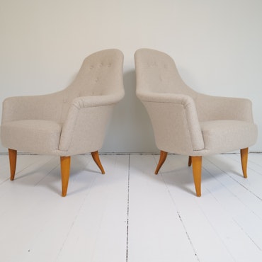 Midcentury Modern Big Adam Lounge Chairs NK, Sweden, 1950s