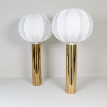 Midcentury Pair of Large Brass Bergboms B-010 Table Lamps, 1960s, Sweden