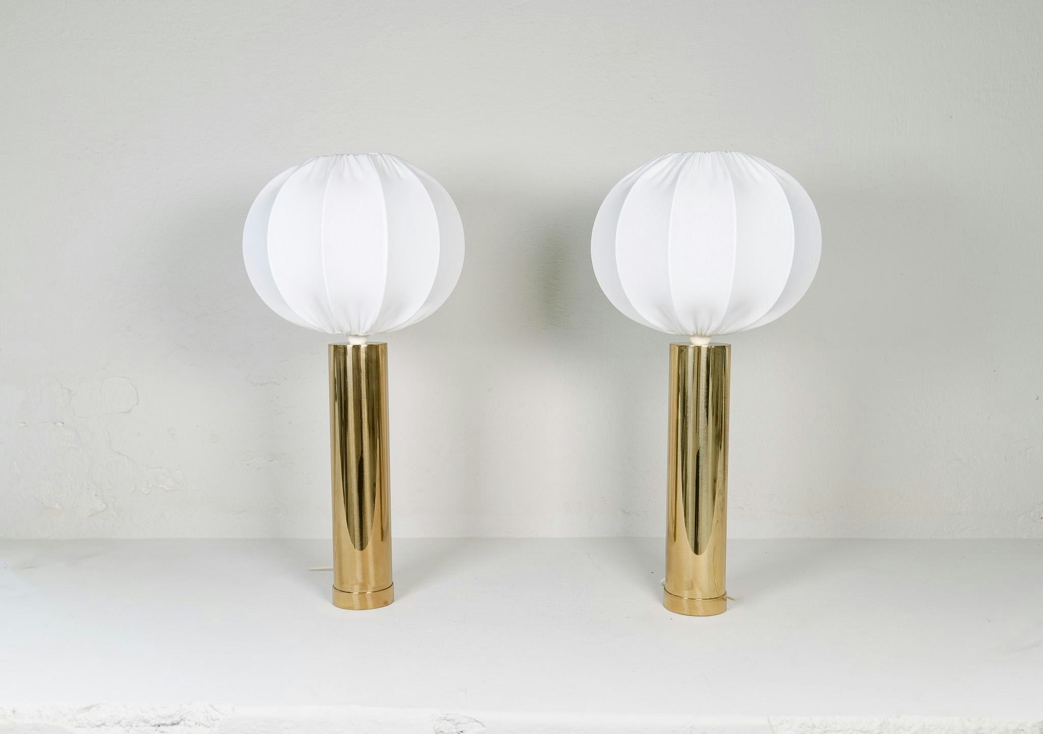 Midcentury Pair of Large Brass Bergboms B-010 Table Lamps, 1960s, Sweden