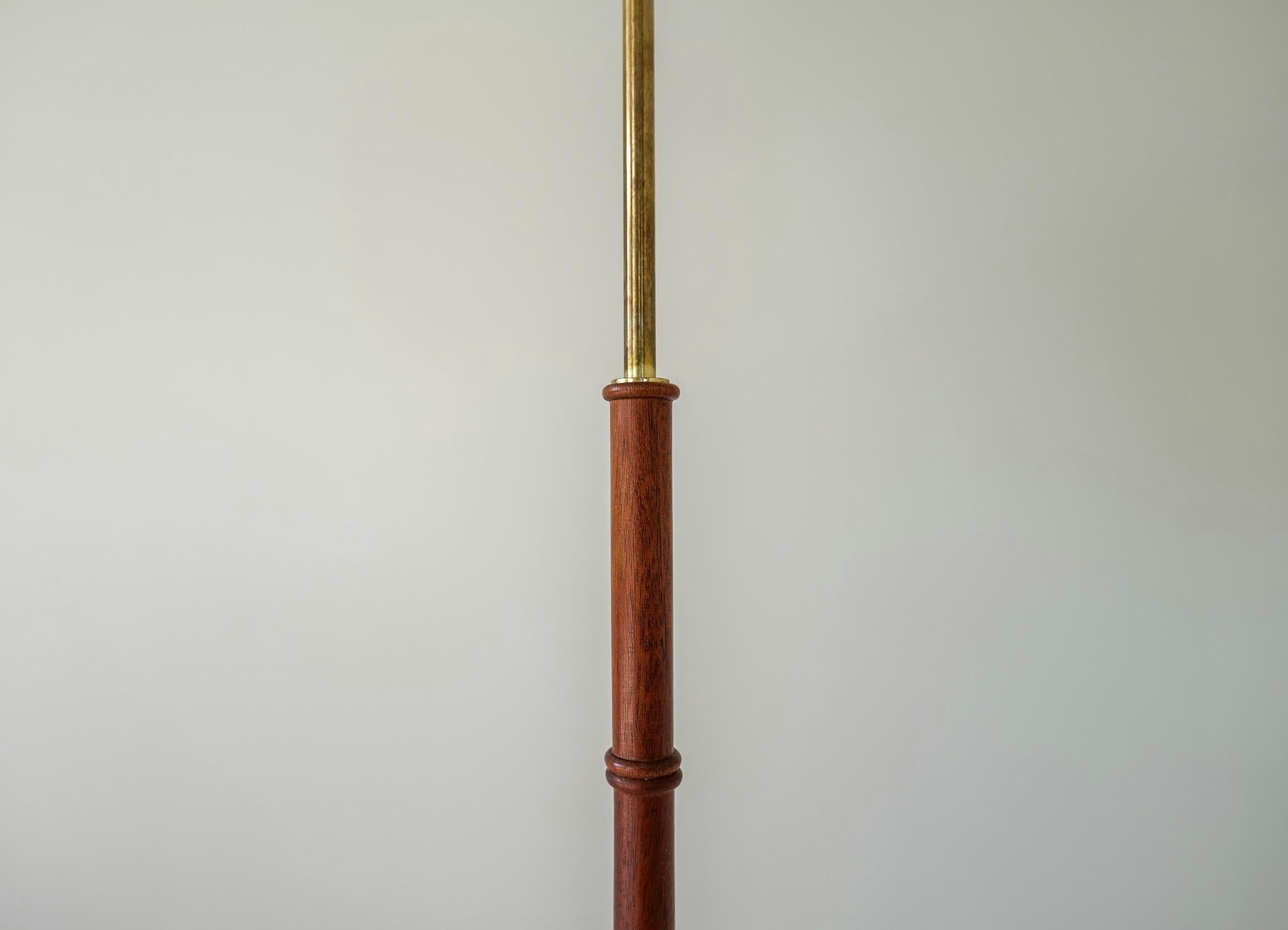 Mid-Century Modern Brass Teak Floor Lamp Falkenbergs Belysning, Sweden