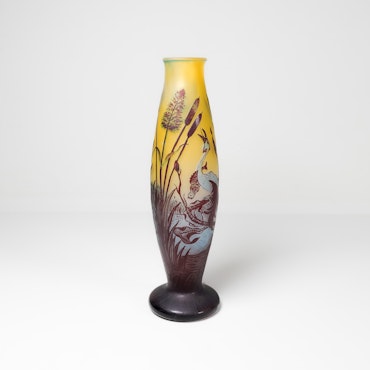 Art Nouveau Decorative Unique Carved Glass Vase Sweden 1900s