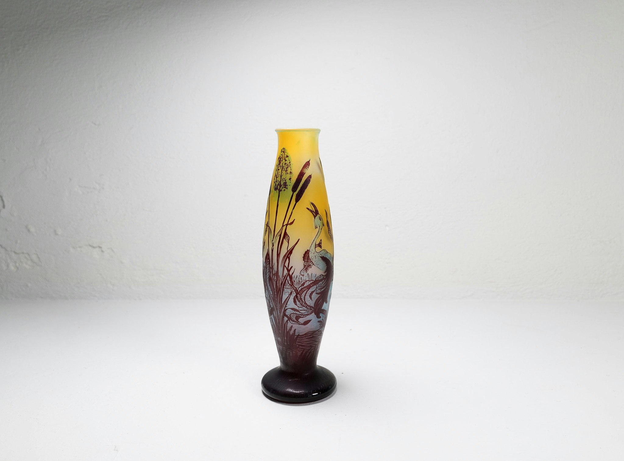 Art Nouveau Decorative Unique Carved Glass Vase Sweden 1900s