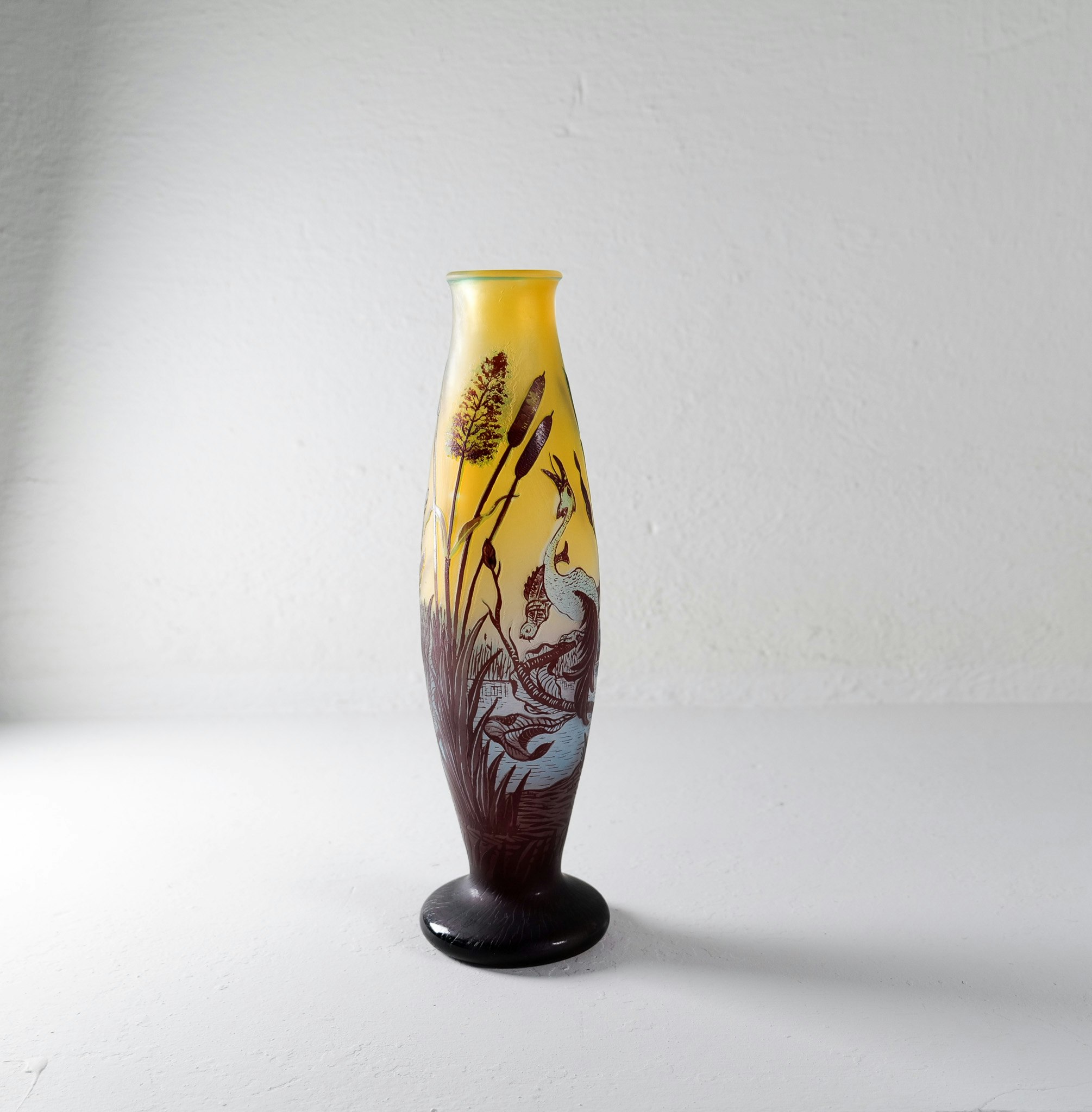 Art Nouveau Decorative Unique Carved Glass Vase Sweden 1900s