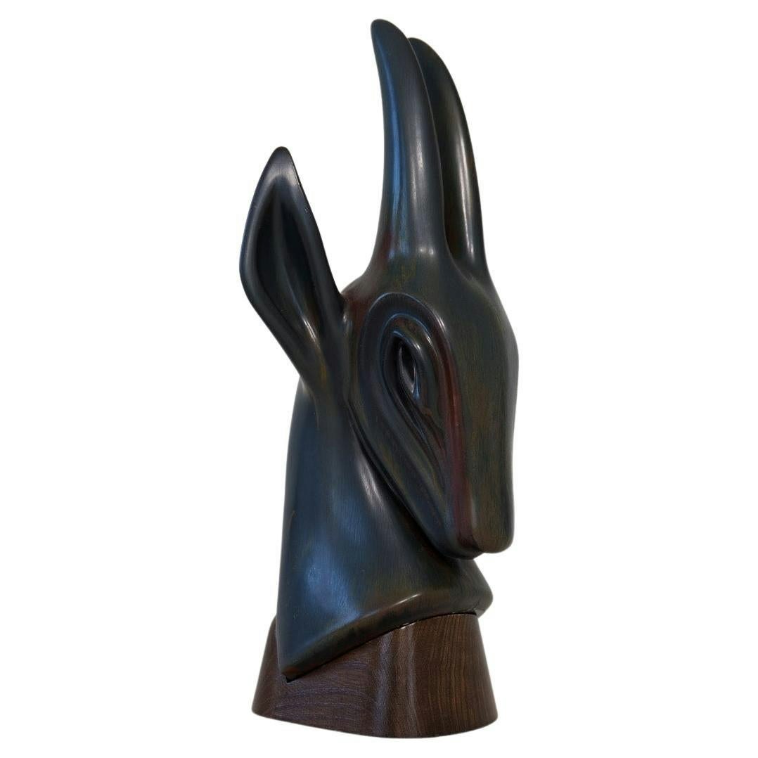Midcentury Modern Large Antelope Sculpture Rörstrand Gunnar Nylund, Sweden, 1940
