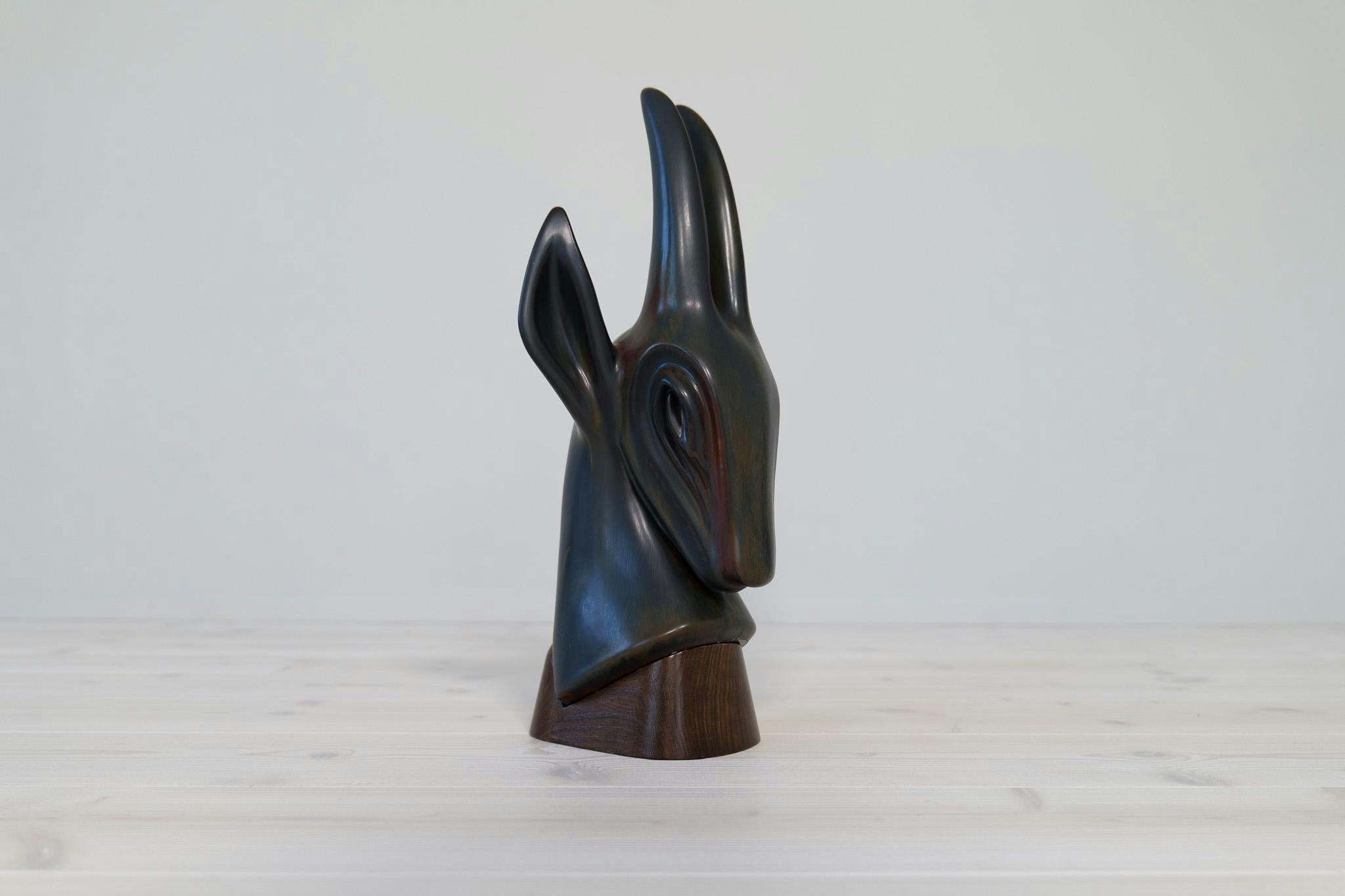Midcentury Modern Large Antelope Sculpture Rörstrand Gunnar Nylund, Sweden, 1940