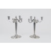 Art Deco Sculptural Set of Candelabras in Pewter, Sweden, 1940s