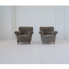 Scandinavian Modern Lounge Chairs in Grey/Black Sheepskin Shearling Sweden, 1940