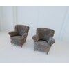 Scandinavian Modern Lounge Chairs in Grey/Black Sheepskin Shearling Sweden, 1940