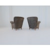 Scandinavian Modern Lounge Chairs in Grey/Black Sheepskin Shearling Sweden, 1940