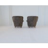 Scandinavian Modern Lounge Chairs in Grey/Black Sheepskin Shearling Sweden, 1940