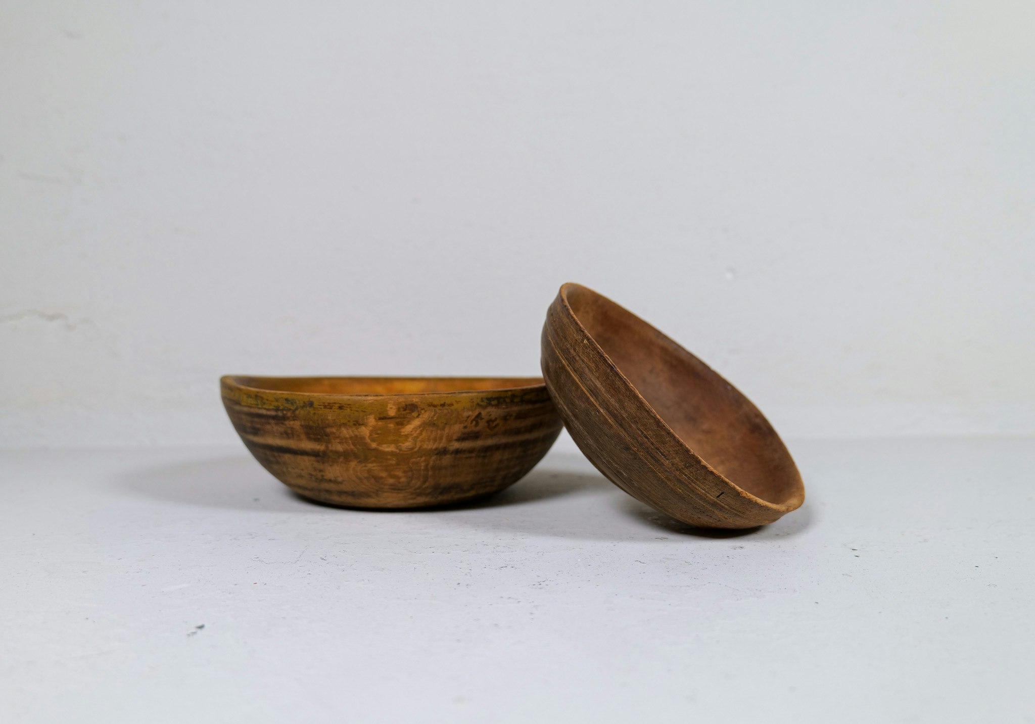 Swedish Folk Art, Unique 19th Century Farmers Bowls set of 2