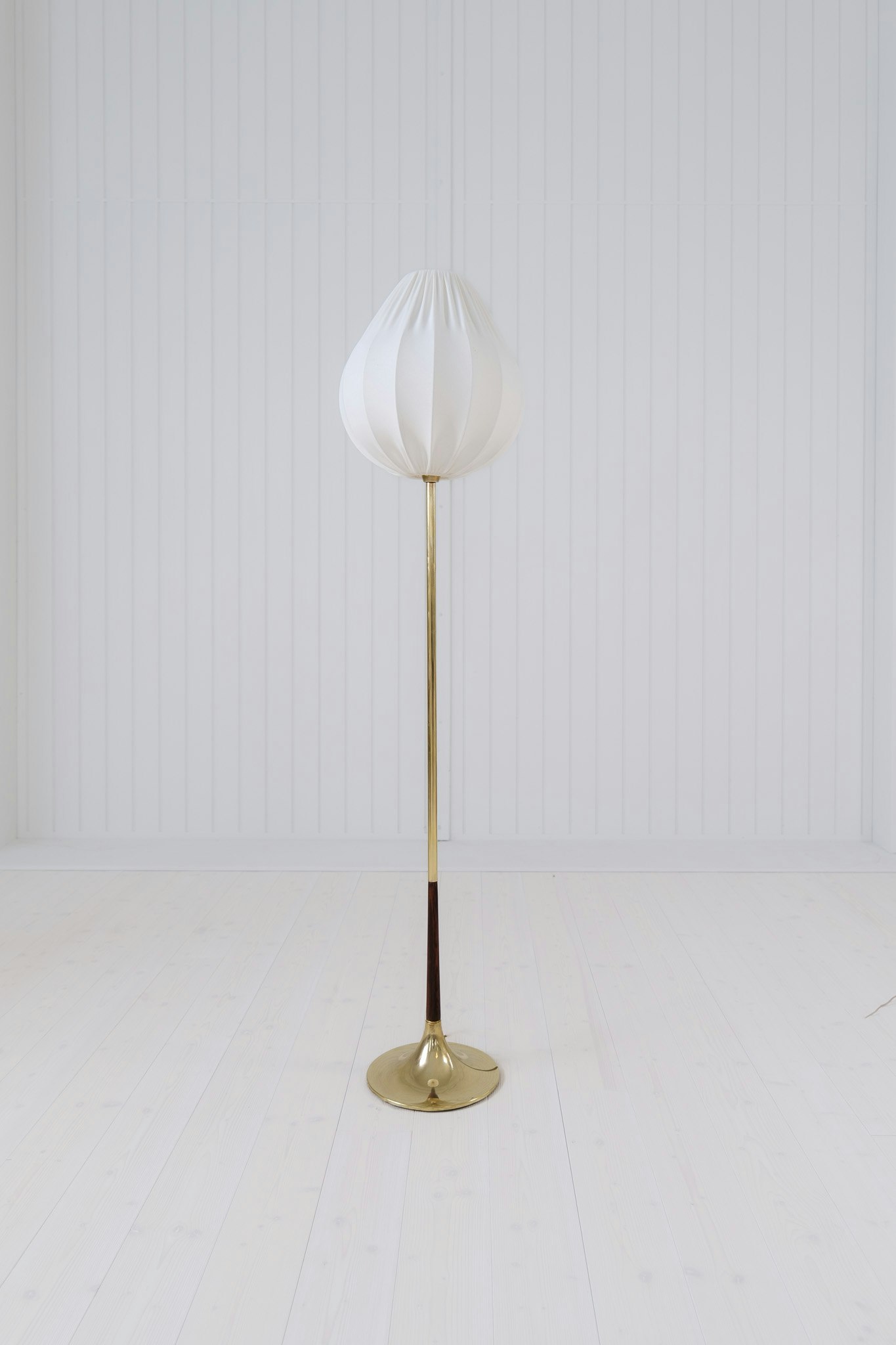 Midcentury Modern Trumpet Shaped Brass Floor Lamp, Sweden, 1960s
