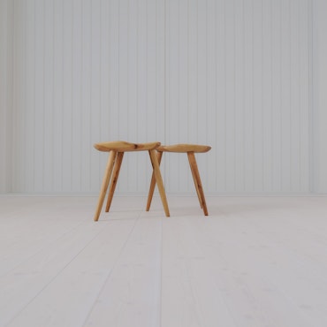 Midcentury Modern Pair Sculptural Stools in Pine by Norsk Husflid 1960s Norway