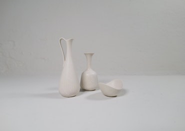 Midcentury Modern Set of 3 Ceramic Pieces Rörstrand Gunnar Nylund, Sweden, 1950s