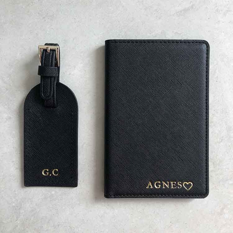 Black Saffiano travel tag