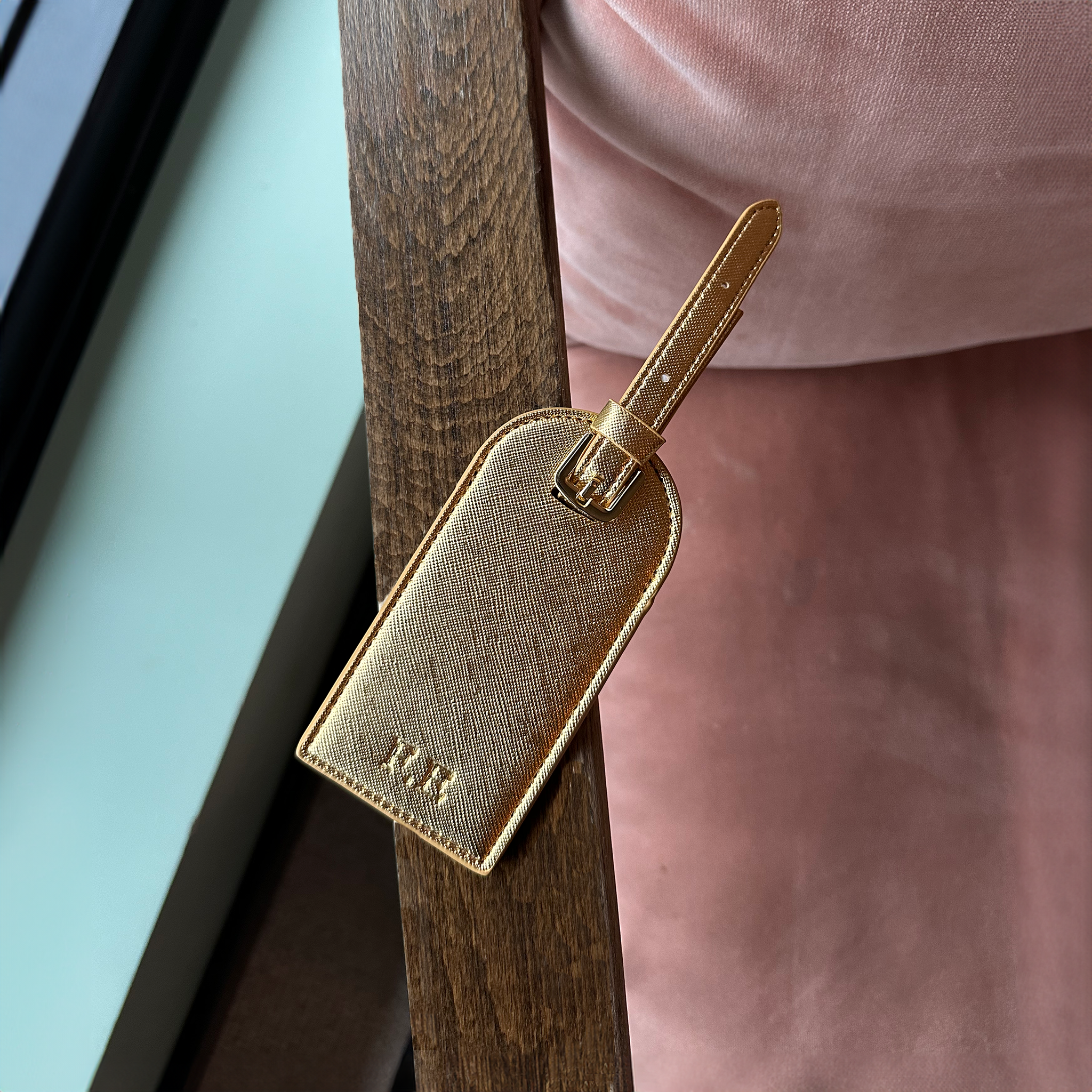 Gold metallic travel tag