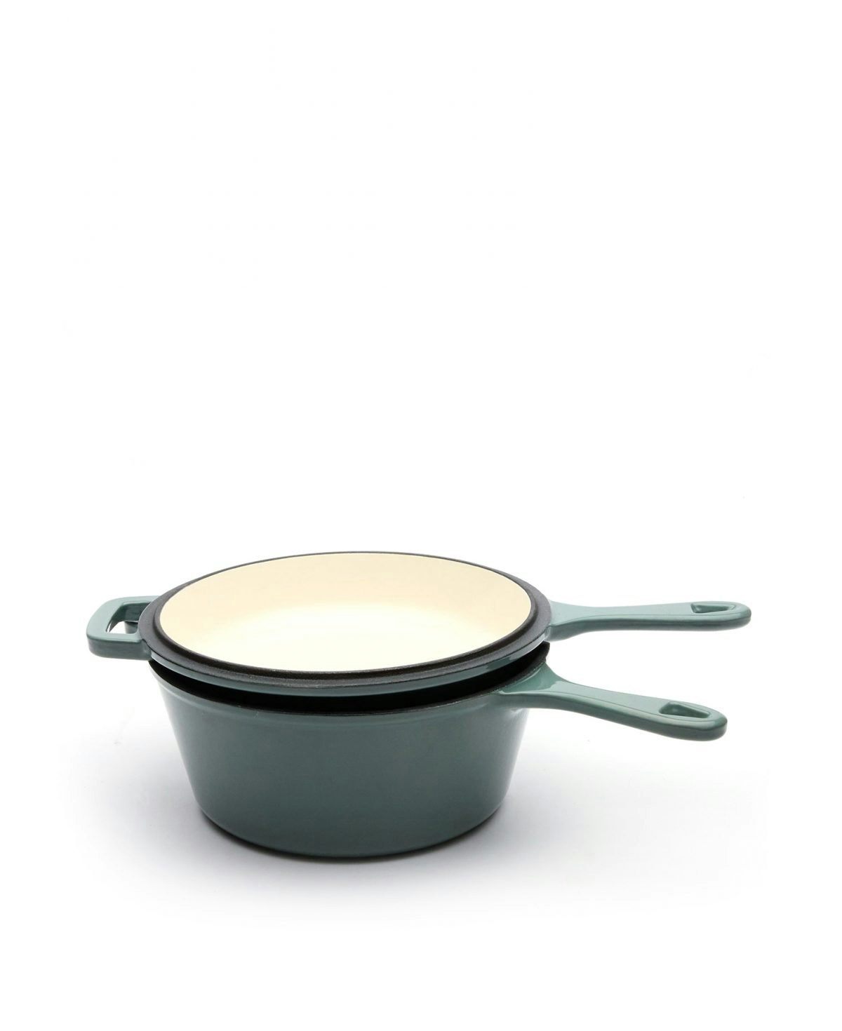 Set aus einer tiefen Traktorpfanne aus Gusseisen mit einer Bratpfanne aus Gusseisen – Viento Verde