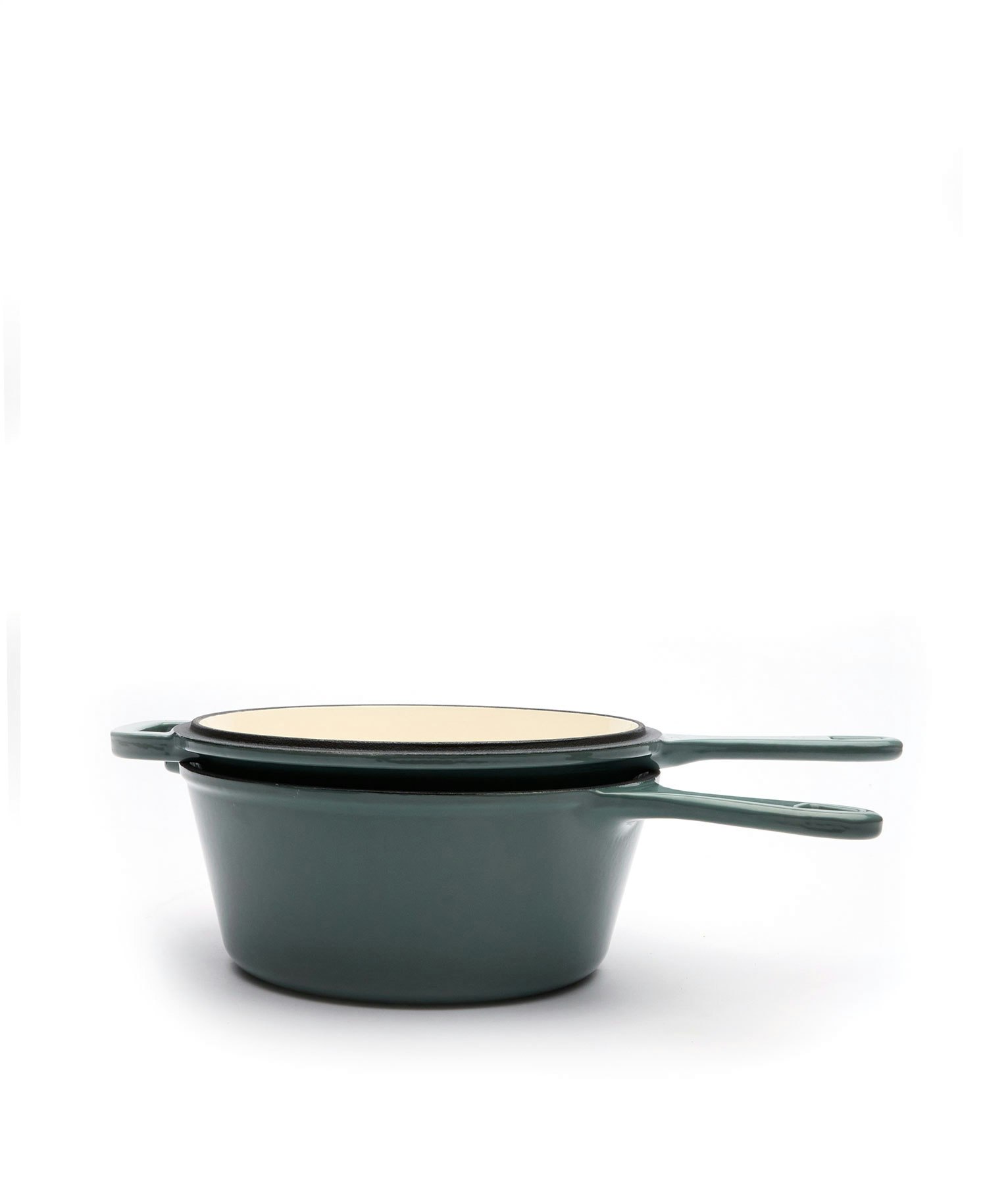 Set aus einer tiefen Traktorpfanne aus Gusseisen mit einer Bratpfanne aus Gusseisen – Viento Verde