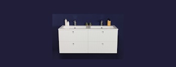 OPALINE 120cm hvit skap med 4 skuffer og dobbellservant