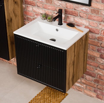 OPALINE 60cm svart skap med servant