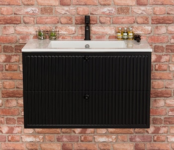 OPALINE 80cm svart skap med servant