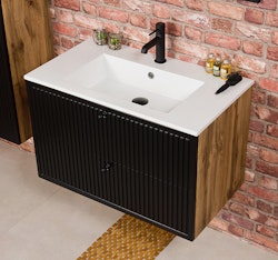 OPALINE 80cm svart skap med servant
