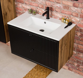 OPALINE 80cm svart skap med servant