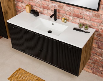 OPALINE 120cm svart skap med servant