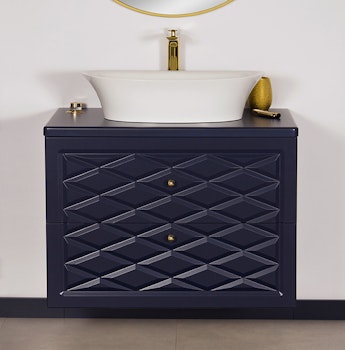 EDGE 80cm marineblått skap med servant