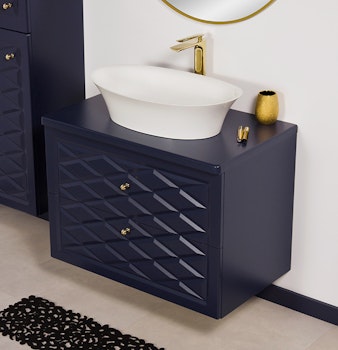 EDGE 80cm marineblått skap med servant