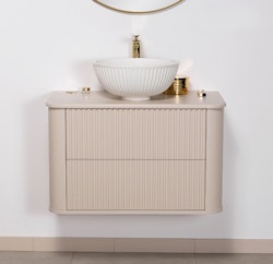 OLIVIA 80cm sandfarge skap med servant