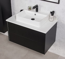 MIRACLE 80cm svart skap med benkeplate og servant