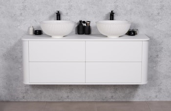 BLANCO 140cm hvit skap med 4 skuffer og  servant