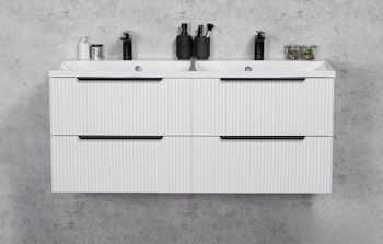 ELIN 120cm hvit skap med 4 skuffer og dobbelservant